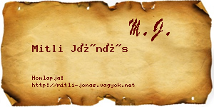 Mitli Jónás névjegykártya
